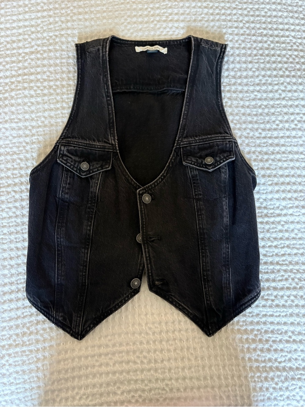 American Eagle Outfitters Black Denim Vest - Button Front